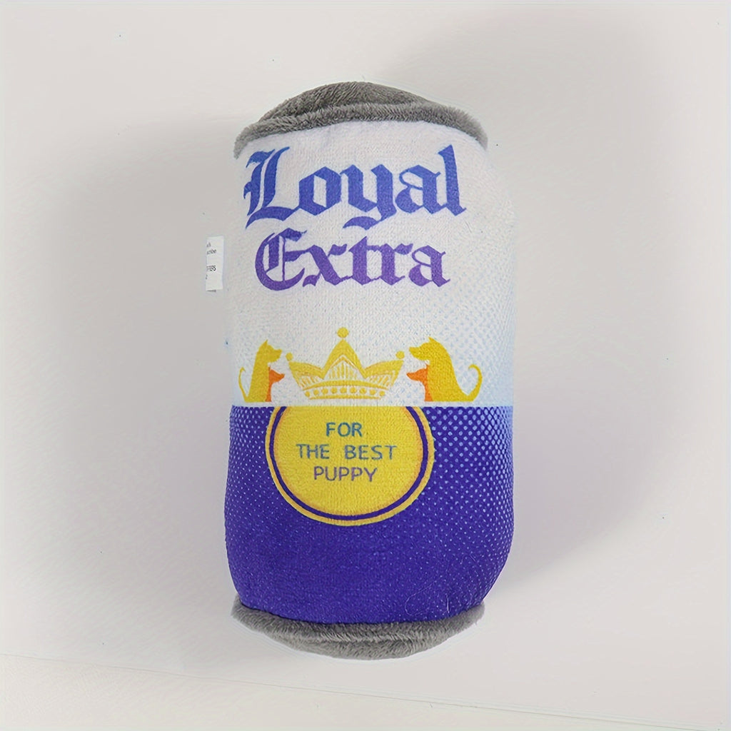 Squeaky Plush Can-Shaped Dog Toy – Durable Chew Toy for Interactive Play