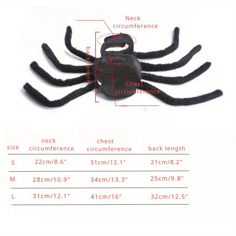 Spooky Spider Pet Costume for Dogs & Cats – Halloween Cosplay Outfit with 8 Legs, Soft Cotton & Adjustable Straps