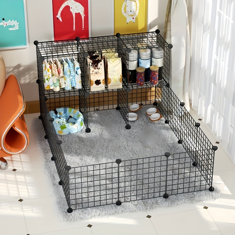 12PCS Square Pet Playpen Fence – Foldable Modular Gate for Rabbits, Hamsters, Birds & Small Pets