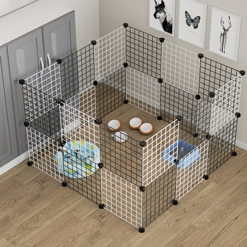 12PCS Square Pet Playpen Fence – Foldable Modular Gate for Rabbits, Hamsters, Birds & Small Pets