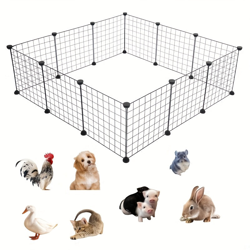 12PCS Square Pet Playpen Fence – Foldable Modular Gate for Rabbits, Hamsters, Birds & Small Pets