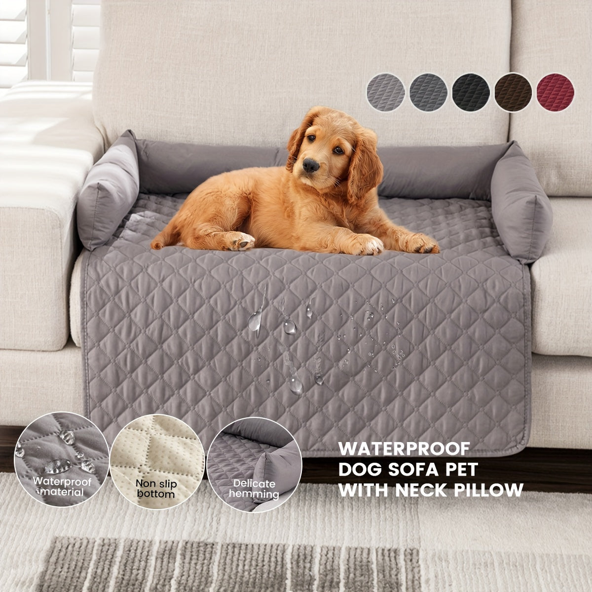 Premium Velvet Pet Sofa Bed – Waterproof, Non-Slip Couch Protector for Dogs & Cats