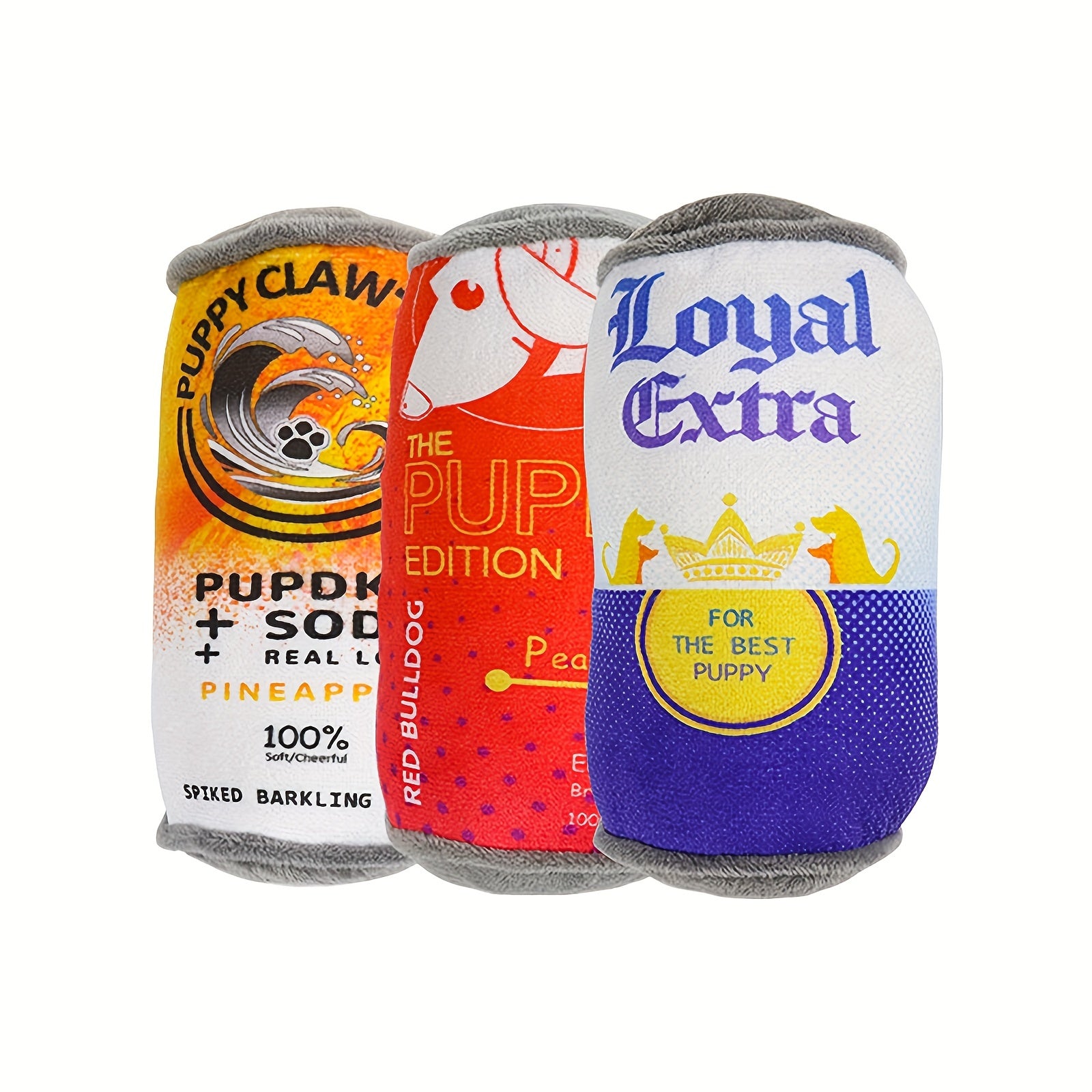 Squeaky Plush Can-Shaped Dog Toy – Durable Chew Toy for Interactive Play