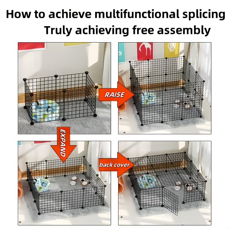 12PCS Square Pet Playpen Fence – Foldable Modular Gate for Rabbits, Hamsters, Birds & Small Pets