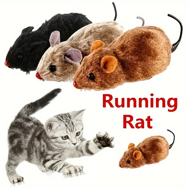 Interactive Plush Mouse Cat Toy with Wind-Up Mechanism – Indoor Exercise Toy for Cats