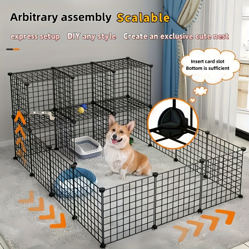 12PCS Square Pet Playpen Fence – Foldable Modular Gate for Rabbits, Hamsters, Birds & Small Pets