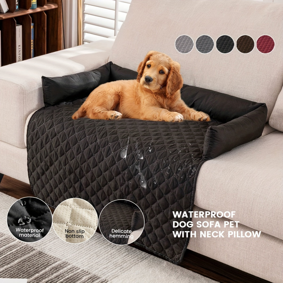 Premium Velvet Pet Sofa Bed – Waterproof, Non-Slip Couch Protector for Dogs & Cats