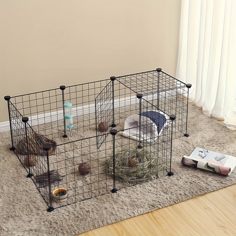12PCS Square Pet Playpen Fence – Foldable Modular Gate for Rabbits, Hamsters, Birds & Small Pets