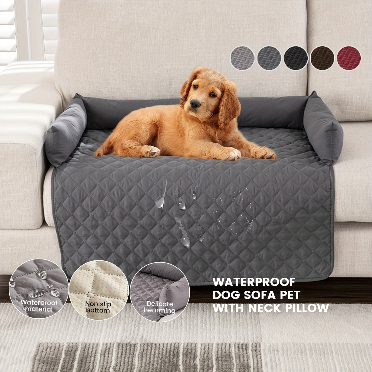 Premium Velvet Pet Sofa Bed – Waterproof, Non-Slip Couch Protector for Dogs & Cats