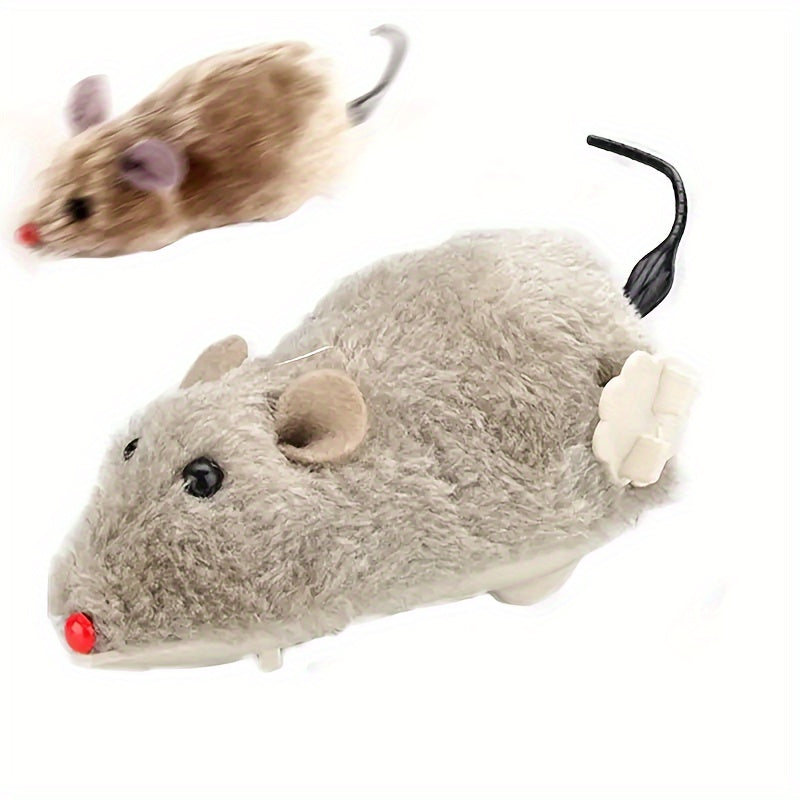 Interactive Plush Mouse Cat Toy with Wind-Up Mechanism – Indoor Exercise Toy for Cats