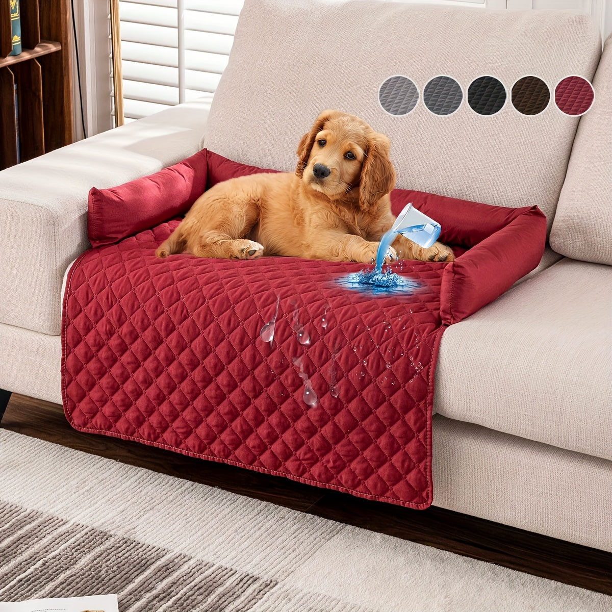 Premium Velvet Pet Sofa Bed – Waterproof, Non-Slip Couch Protector for Dogs & Cats