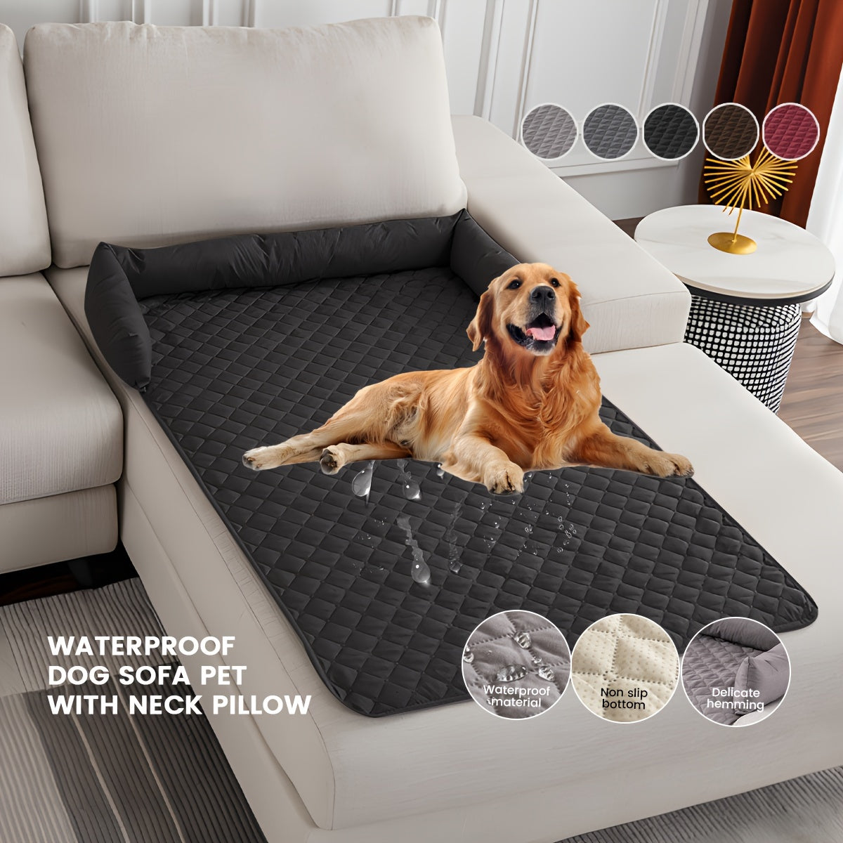 Premium Velvet Pet Sofa Bed – Waterproof, Non-Slip Couch Protector for Dogs & Cats