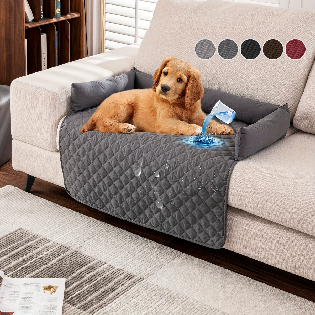 Premium Velvet Pet Sofa Bed – Waterproof, Non-Slip Couch Protector for Dogs & Cats